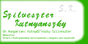 szilveszter kutnyanszky business card